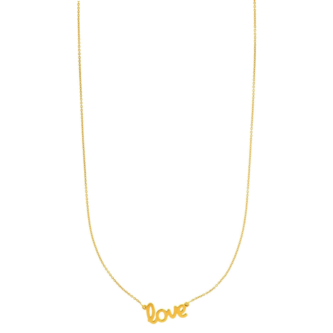 14K Yellow Gold Love Necklace, front view