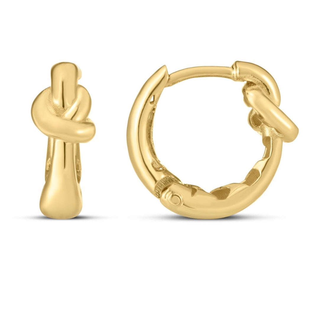 14K Yellow Gold Loveknot Hoops, front view