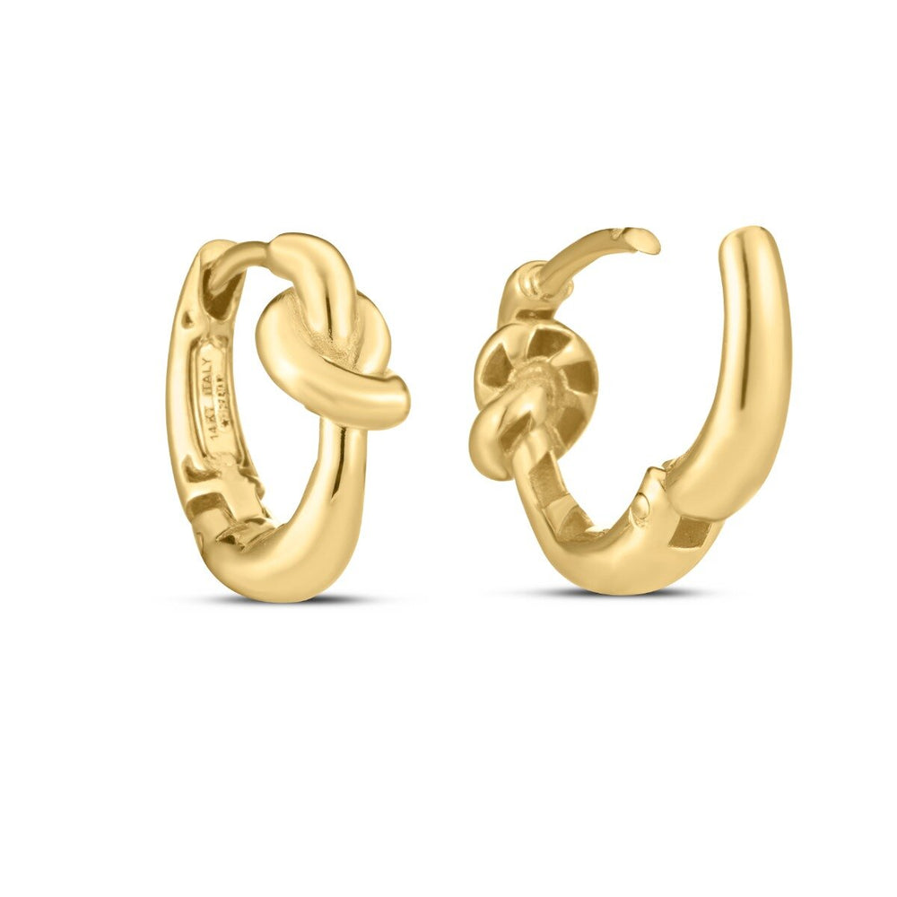 14K Yellow Gold Loveknot Hoops, view 2