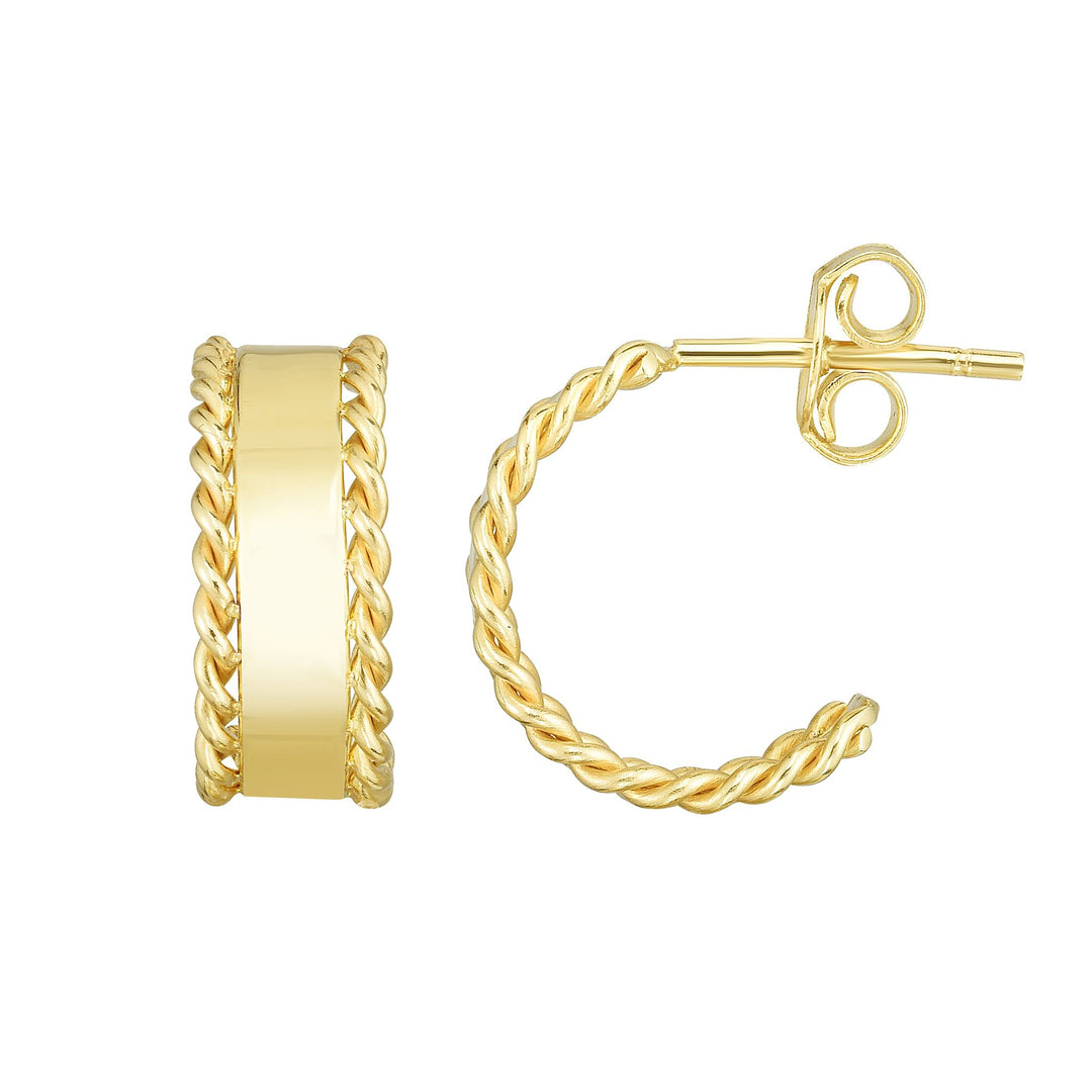 14K Yellow Gold Lucia Earring Half Hoops, front view