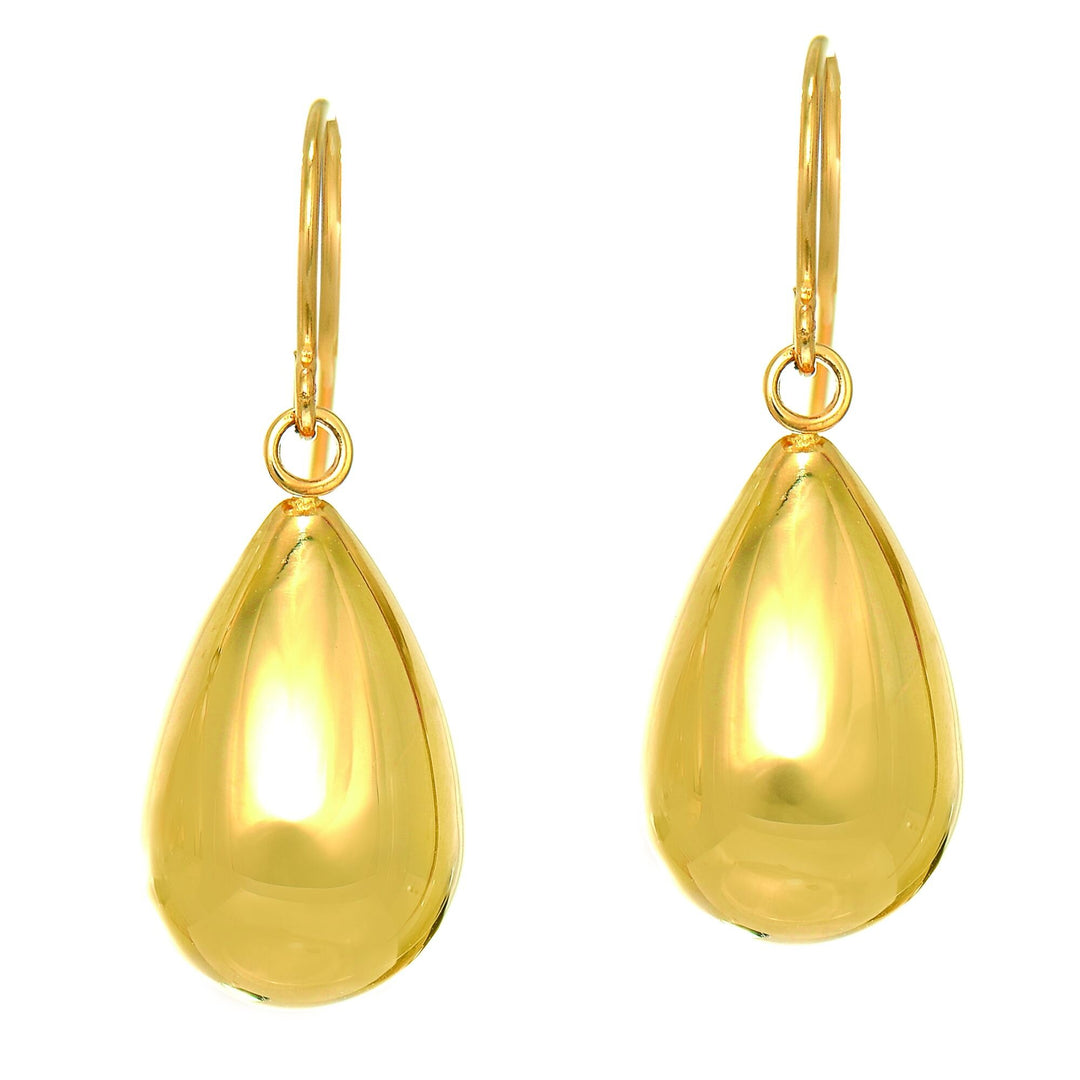 14K Yellow Gold Medium Polished Tear Drop Earring, front view