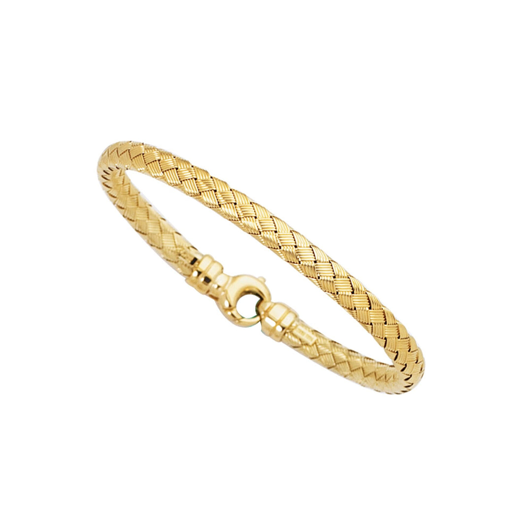 14K Yellow Gold Medium Weaved Bangle, front view