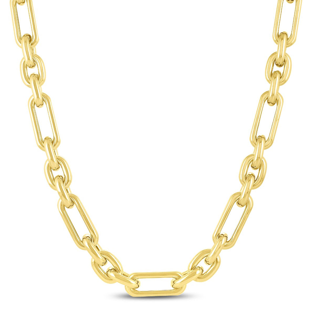 14K Yellow Gold Metropolitan Alternating Paperclip Links Chain, front view