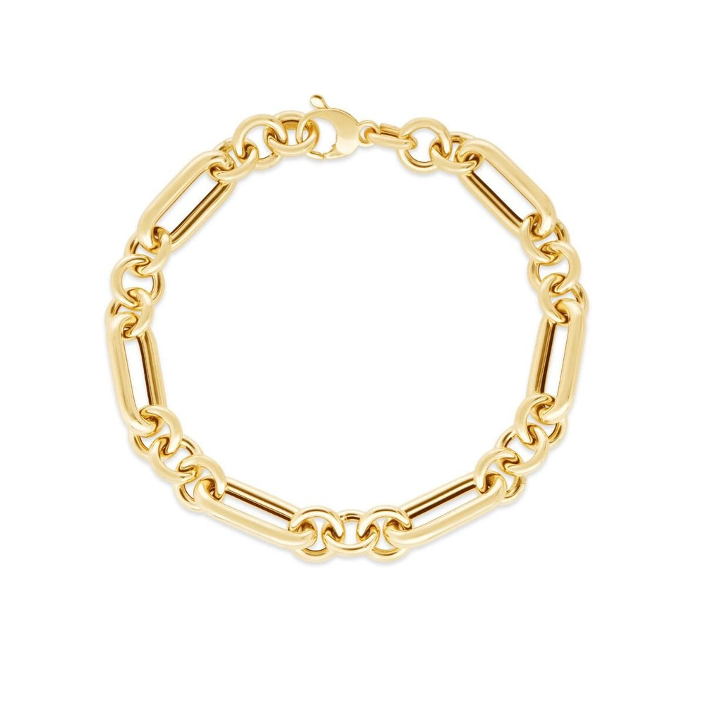 14K Yellow Gold Metropolitan Alternating Paperclip Round Links Chain, view 2