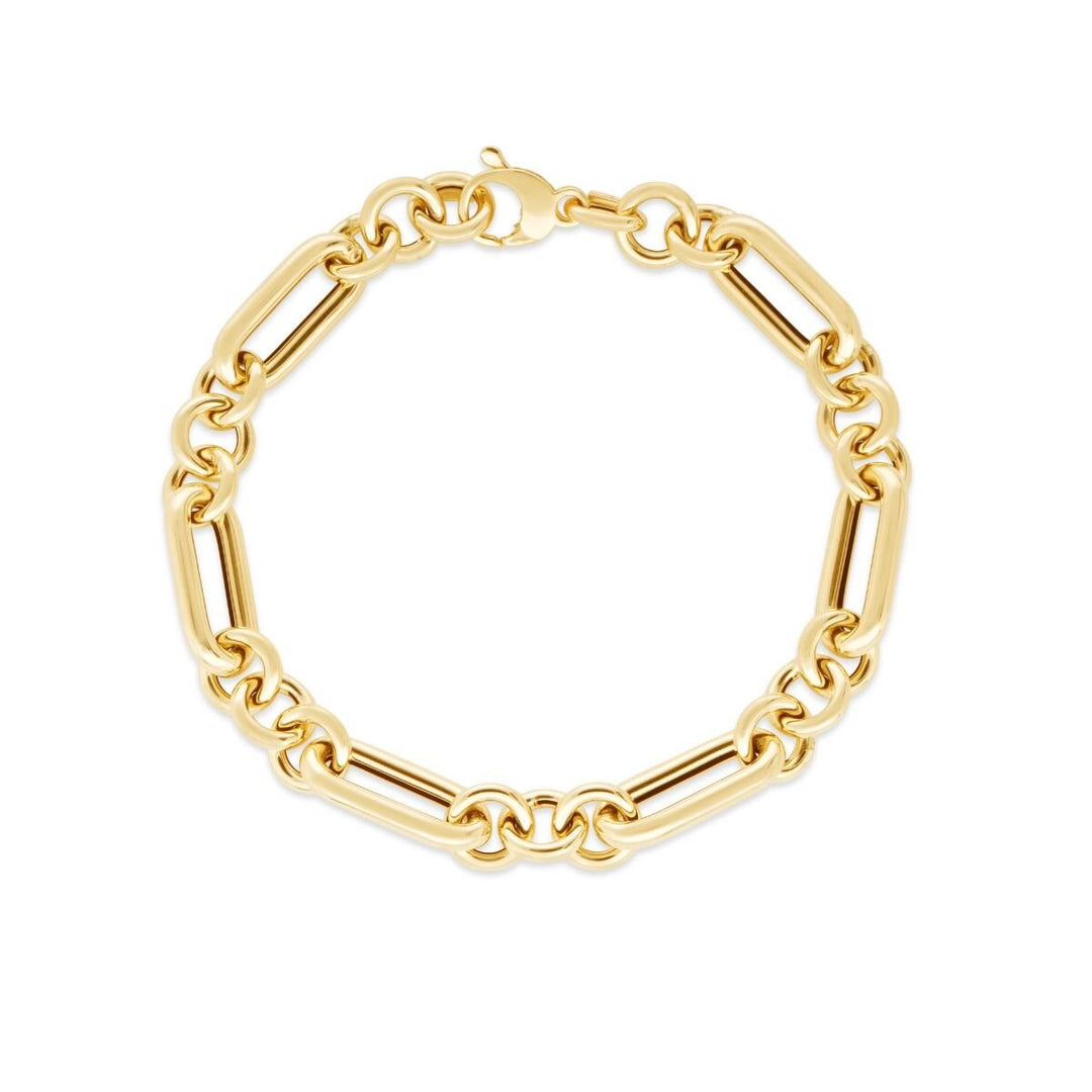 14K Yellow Gold Metropolitan Alternating Paperclip Round Links Chain, view 2