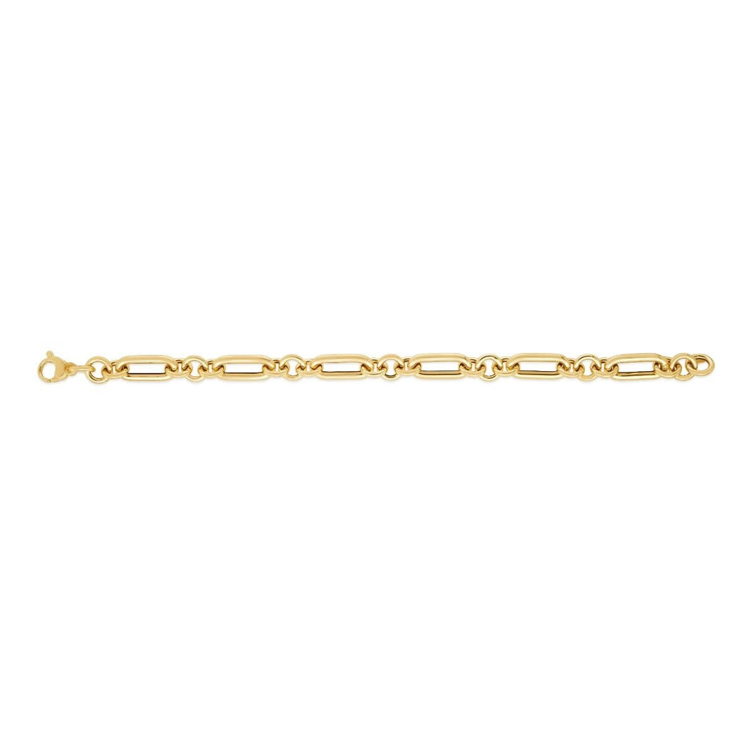 14K Yellow Gold Metropolitan Alternating Paperclip Round Links Chain, view 3