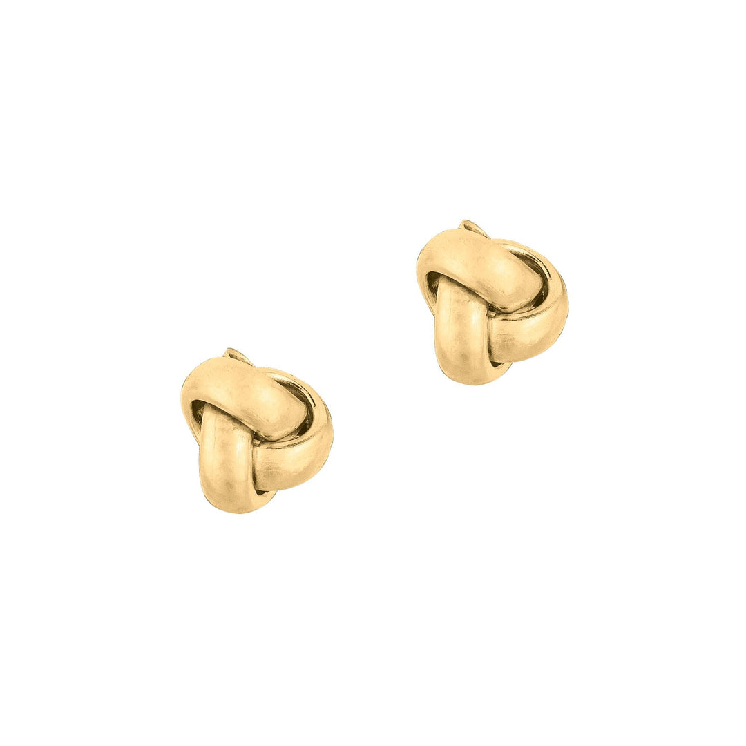 14K Yellow Gold Mini Classic Polished Love Knot Stud Earring, front view