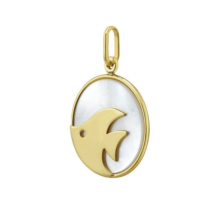 14K Yellow Gold MOP Fish Charm, view 2