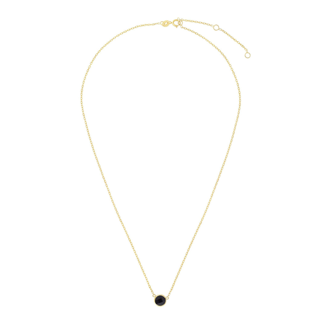 14K Yellow Gold & Onyx Solitaire Necklace, front view