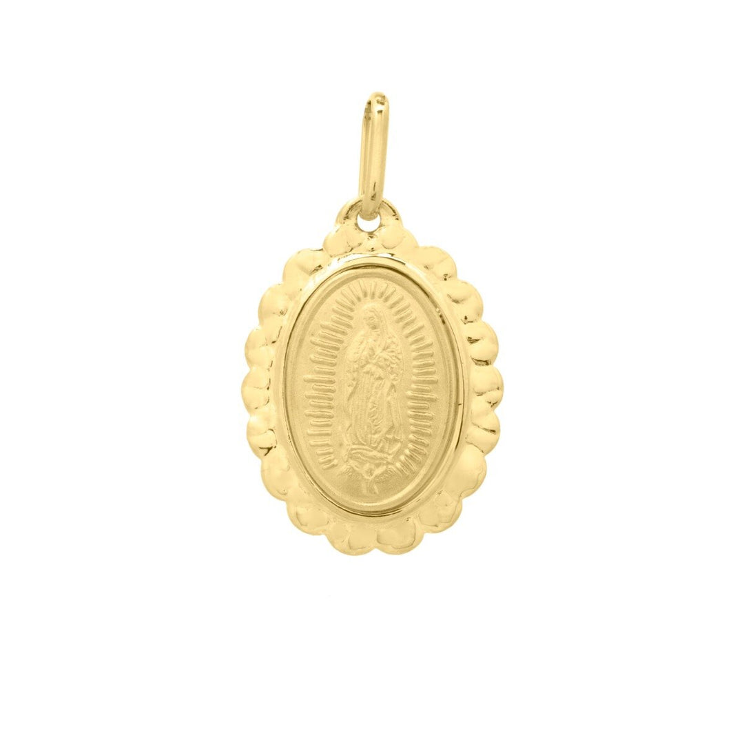 14K Yellow Gold Our Lady of Guadalupe Pendant, front view