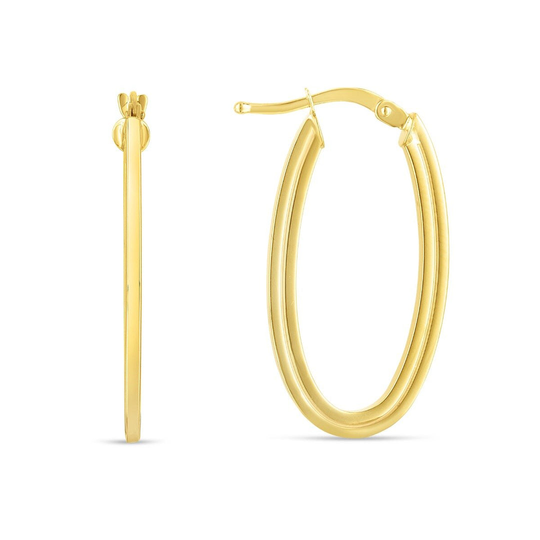 14K Yellow Gold Oval Concentric Hoops, front view