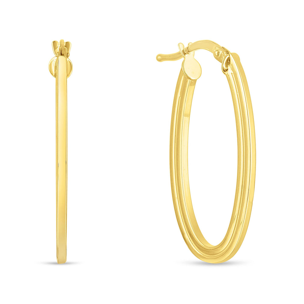 14K Yellow Gold Oval Concentric Hoops, view 2
