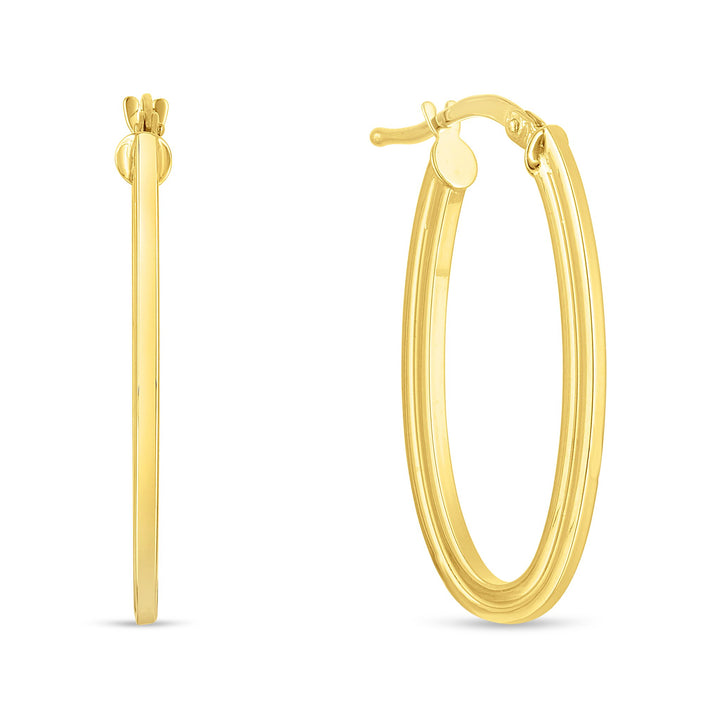 14K Yellow Gold Oval Concentric Hoops, view 2