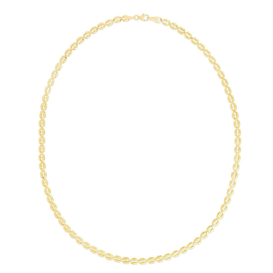 14K Yellow Gold Oval Link Chain, front view