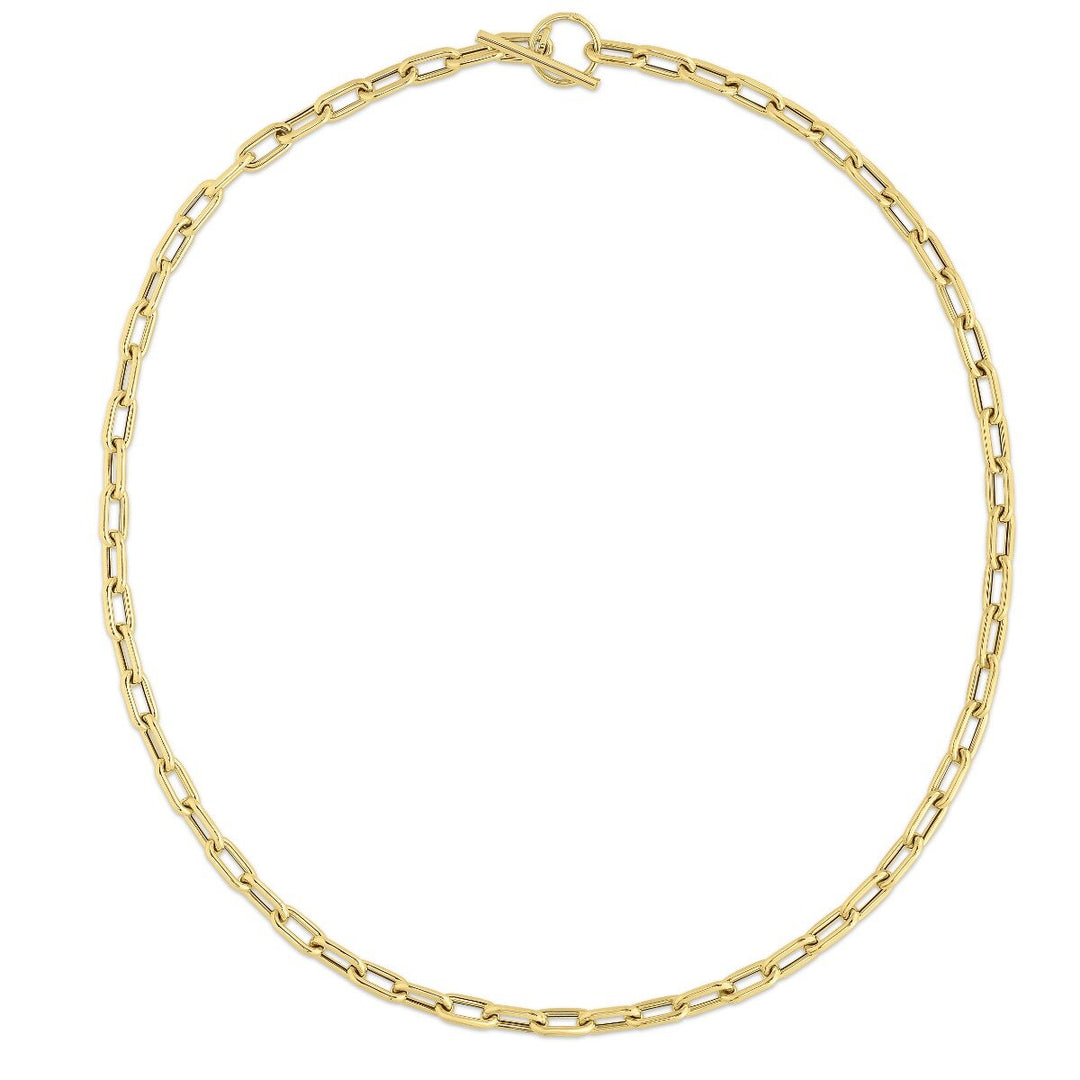 14K Yellow Gold Paperclip Toggle Link Chain, view 3