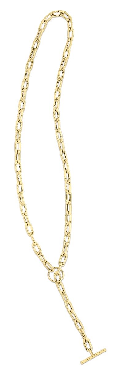 14K Yellow Gold Paperclip Toggle Link Chain, view 4