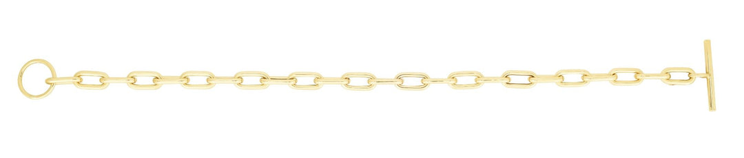 14K Yellow Gold Paperclip Toggle Link Chain, view 5