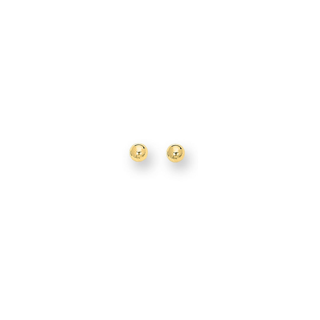 14K Yellow Gold Polished 4mm Post Earring, front view