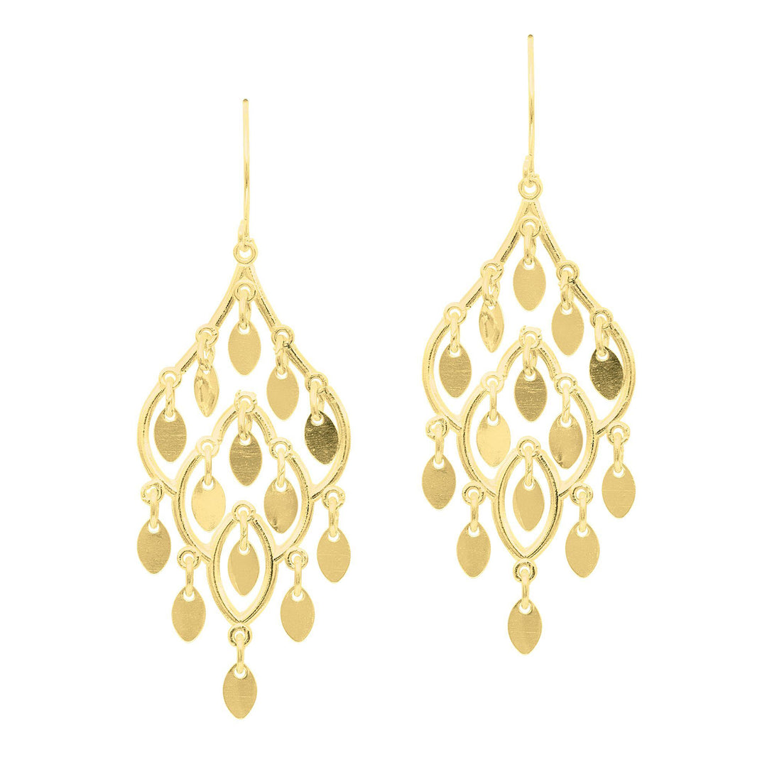 14K Yellow Gold Polished Chandelier Earring, front view