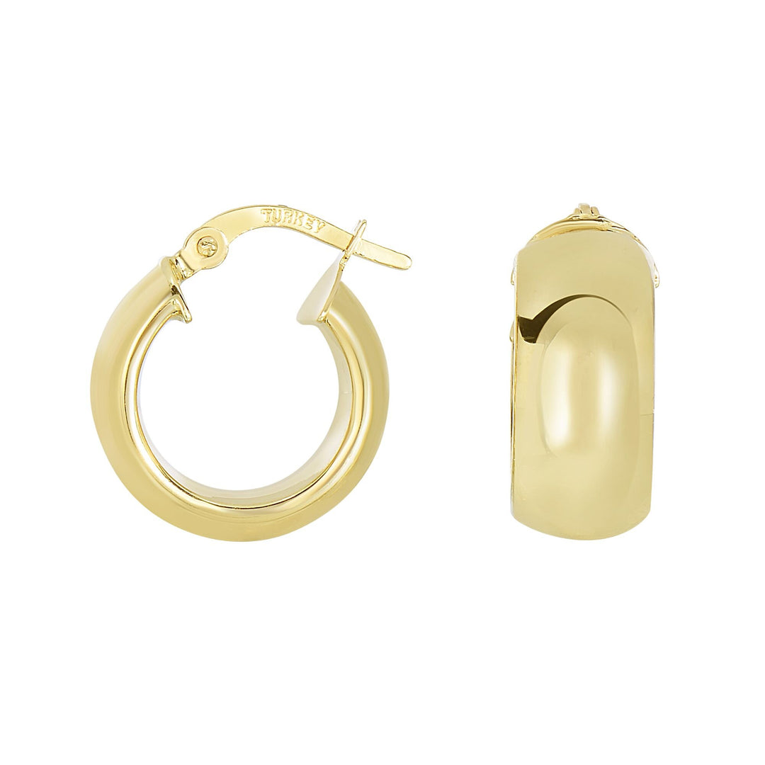 14K Yellow Gold Polished Chunky Hoop Earring, front view
