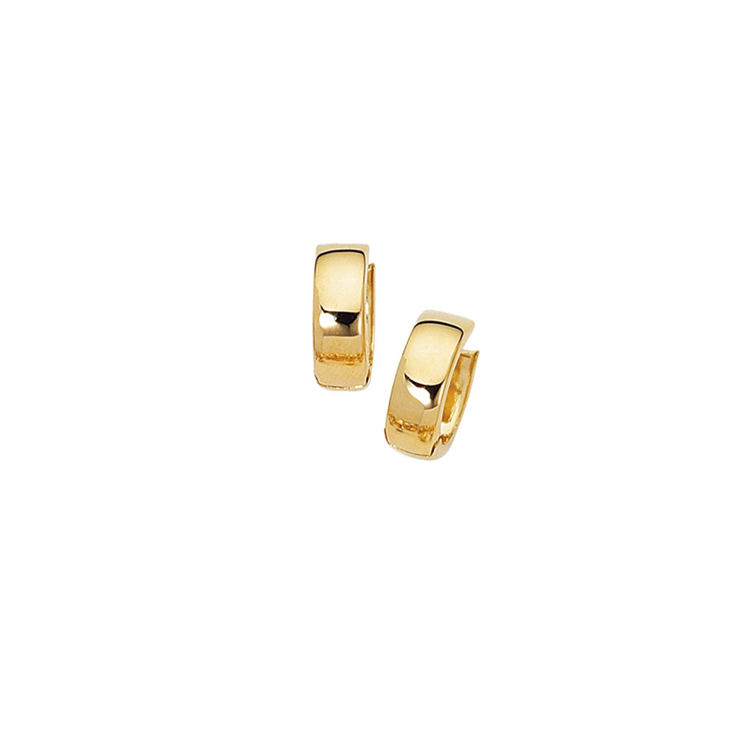 14K Yellow Gold Polished Chunky Huggie Earring, front view
