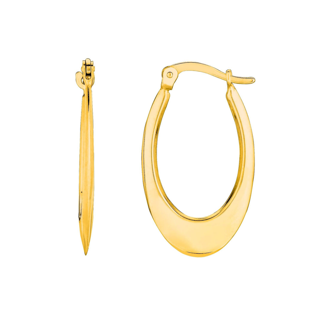 14K Yellow Gold Polished Graduated Oval Back to Back Hoop Earring, front view
