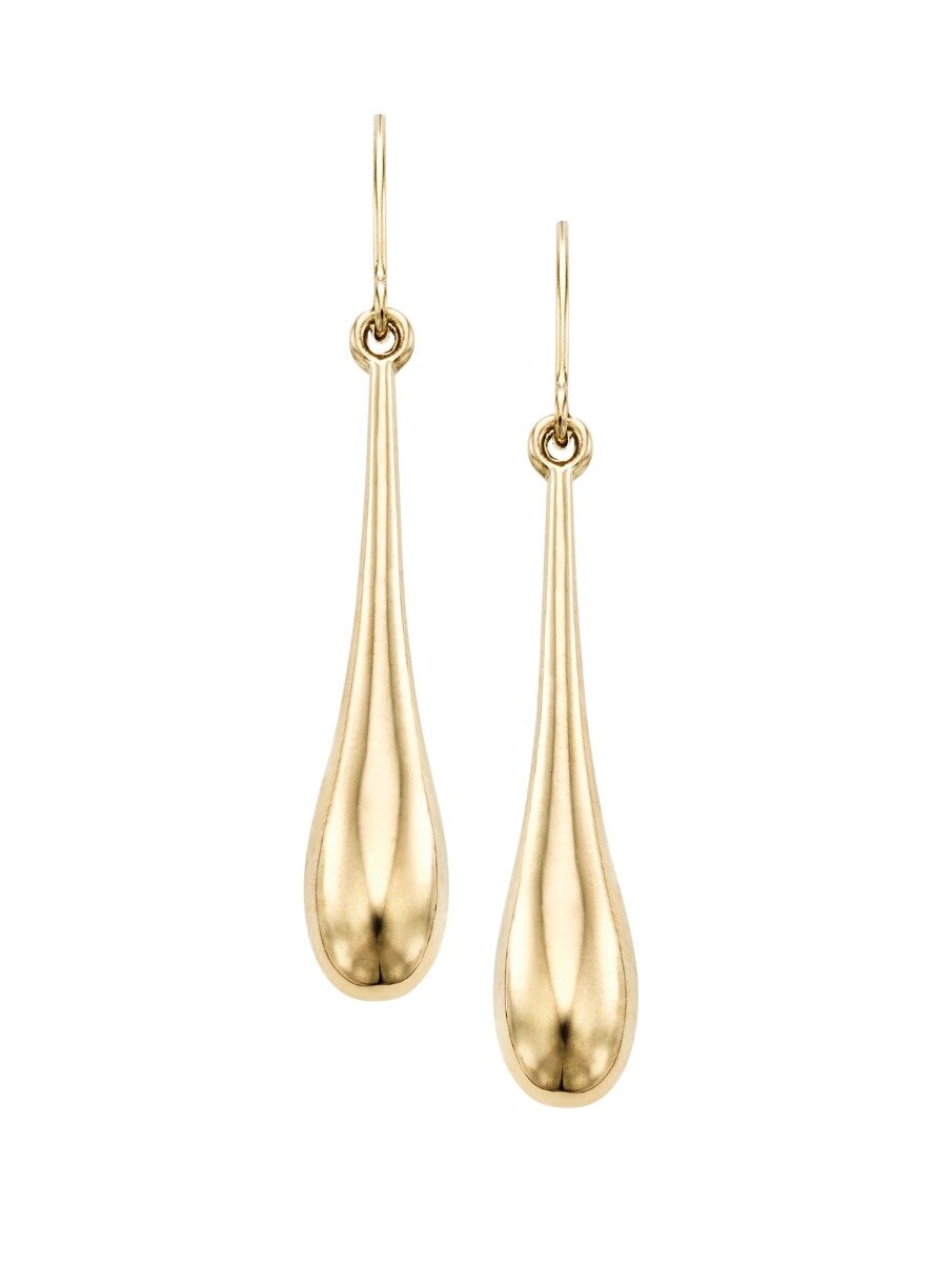14K Yellow Gold Polished Graduated Tear Drop Earring, front view