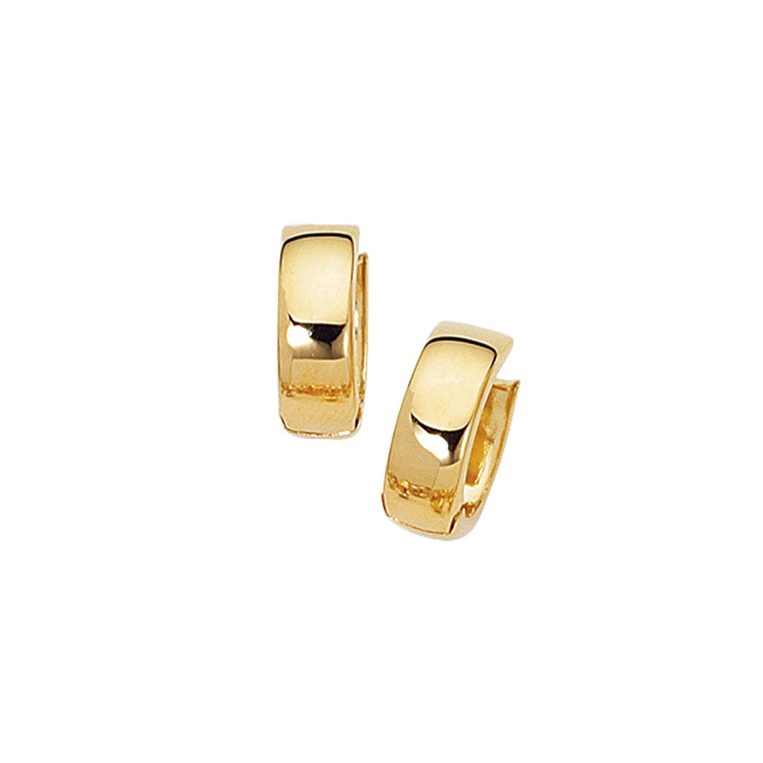 14K Yellow Gold Polished Huggie Earrings, front view