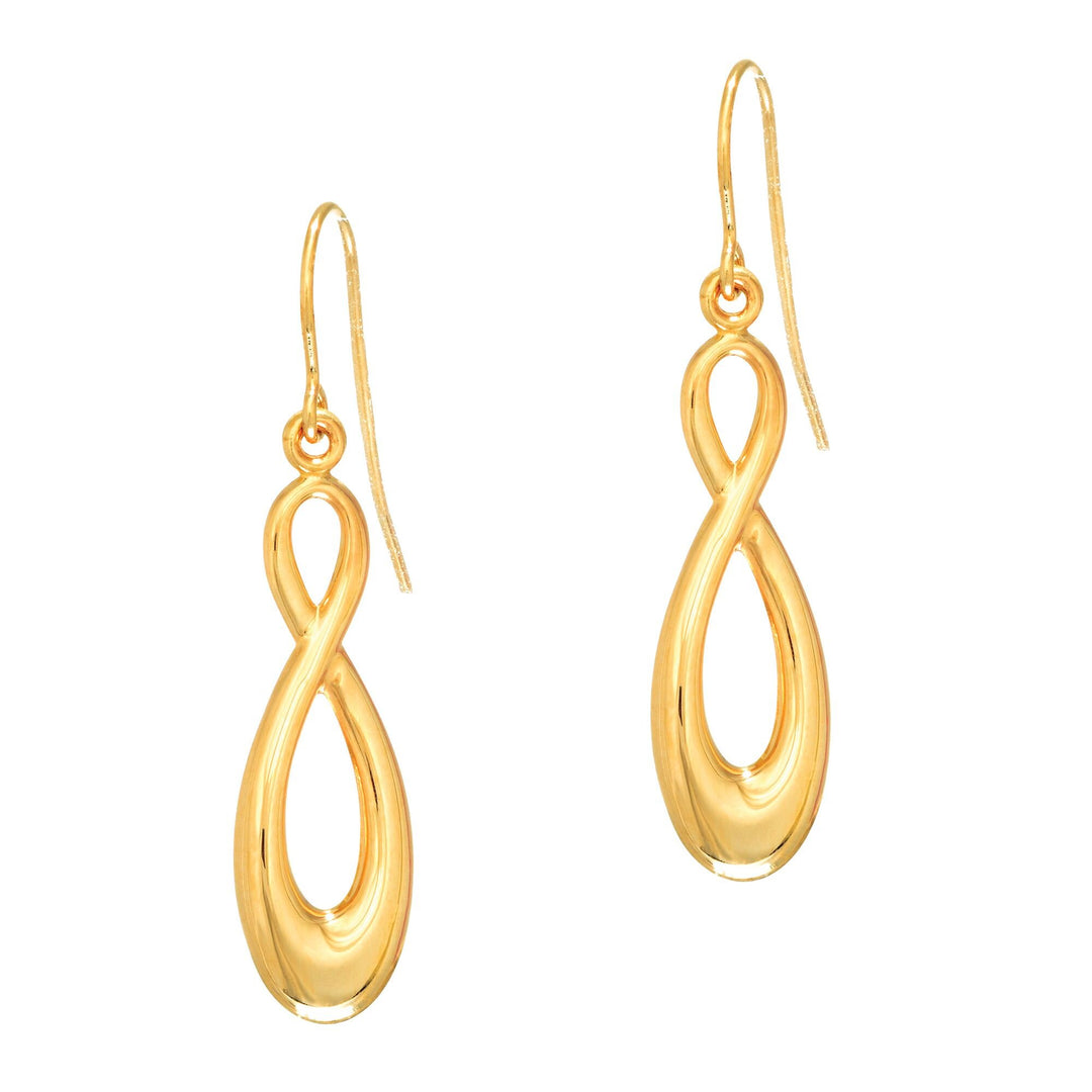 14K Yellow Gold Polished Infinity Drop Earring, front view