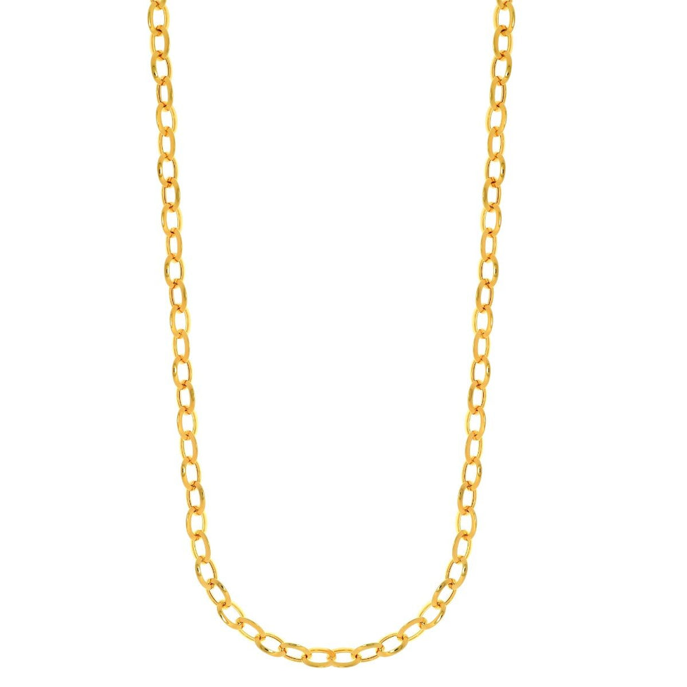 14K Yellow Gold Polished Mini Oval Link Chain, view 2