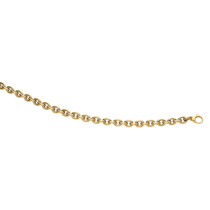 14K Yellow Gold Polished Oval Cable Link Chain, front view