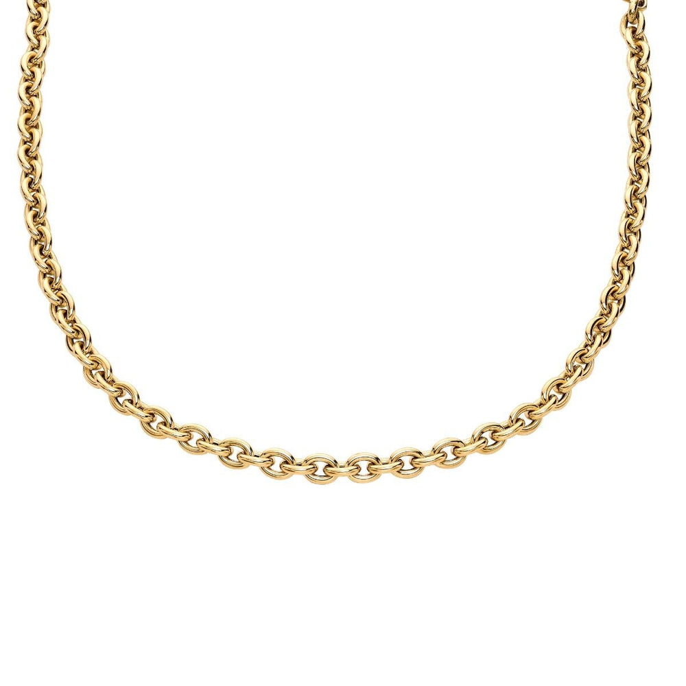 14K Yellow Gold Polished Oval Cable Link Chain, view 2