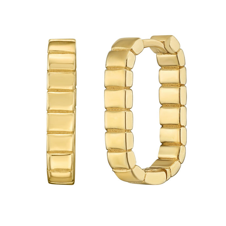 14K Yellow Gold Polished Oval Hoops, front view