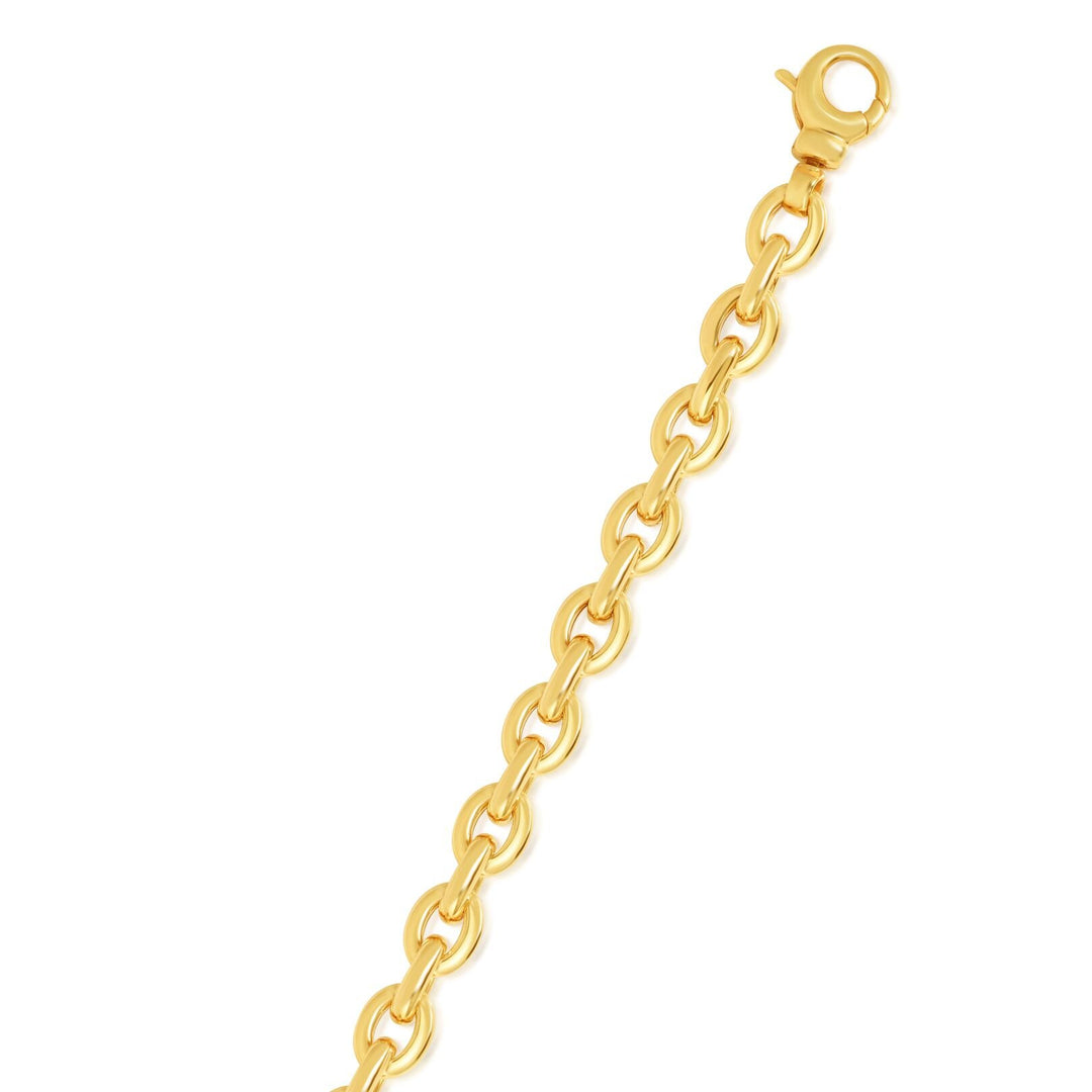 14K Yellow Gold Polished Oval Rolo Inspired Link Chain, front view