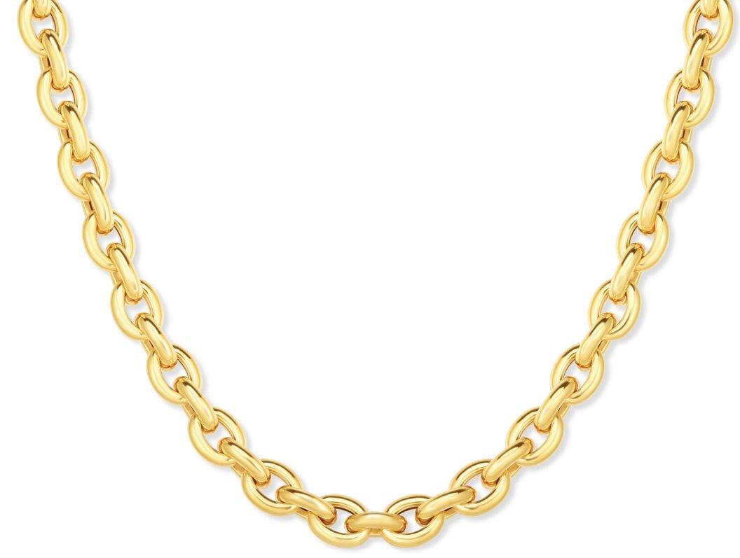 14K Yellow Gold Polished Oval Rolo Inspired Link Chain, view 2