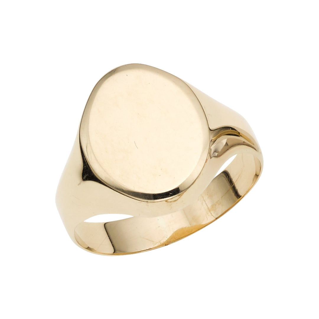 14K Yellow Gold Polished Oval Signet Ring, front view