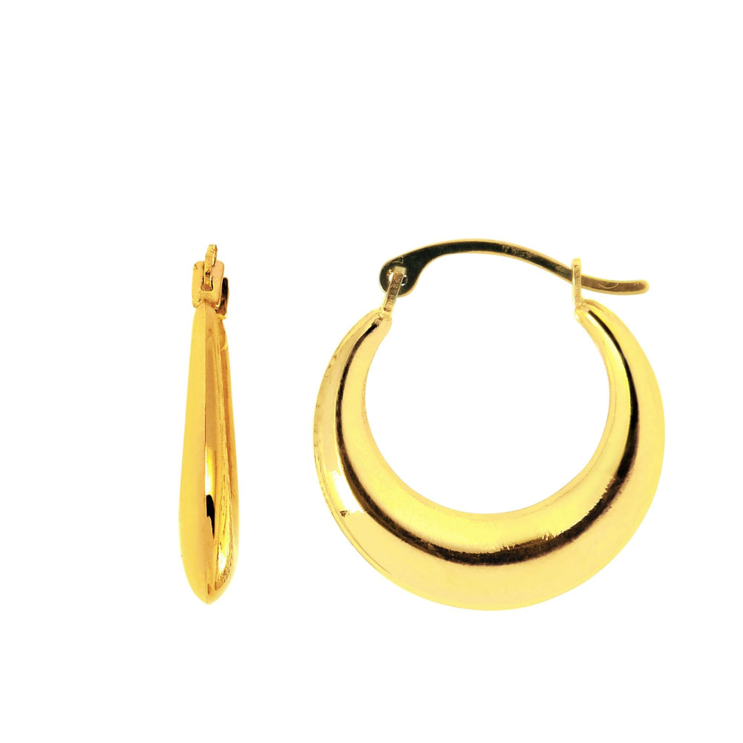 14K Yellow Gold Polished Round Graduated Back to Back Hoop Earring, front view