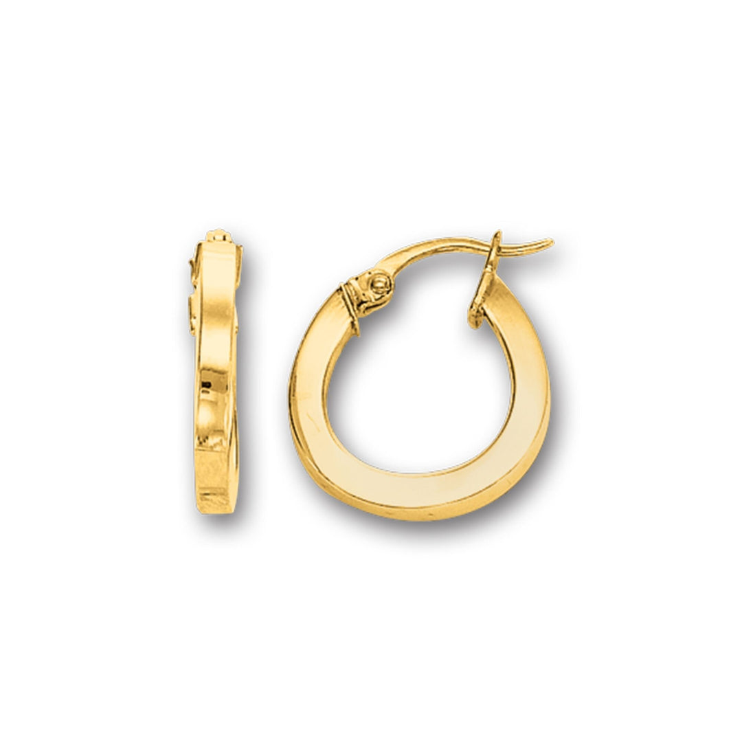 14K Yellow Gold Polished Round Hoop Earring, front view