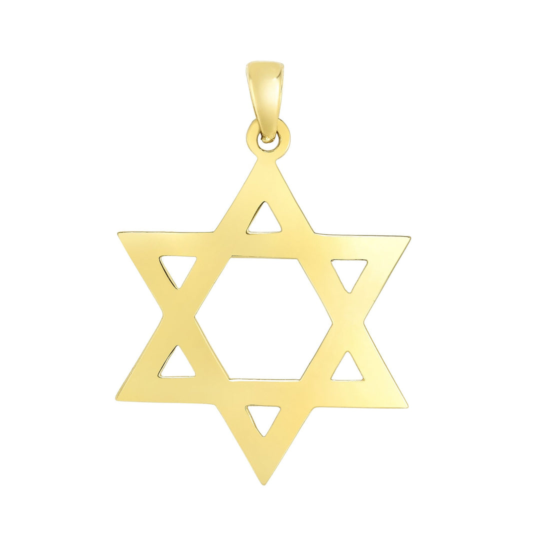 14K Yellow Gold Polished Star of David, front view