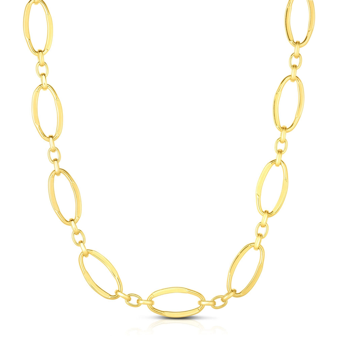 14K Yellow Gold Polished Three Plus One Oval Link Chain, front view
