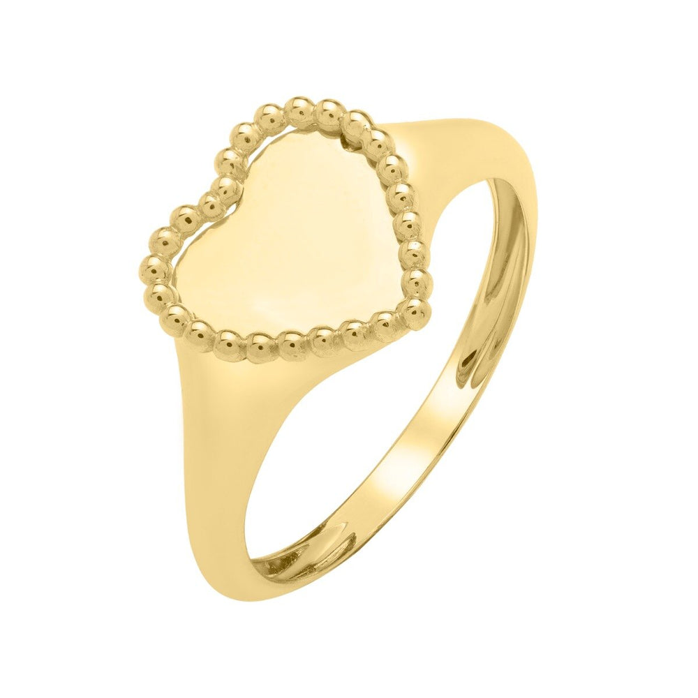 14K Yellow Gold Prosecco Bead Heart Ring, view 2