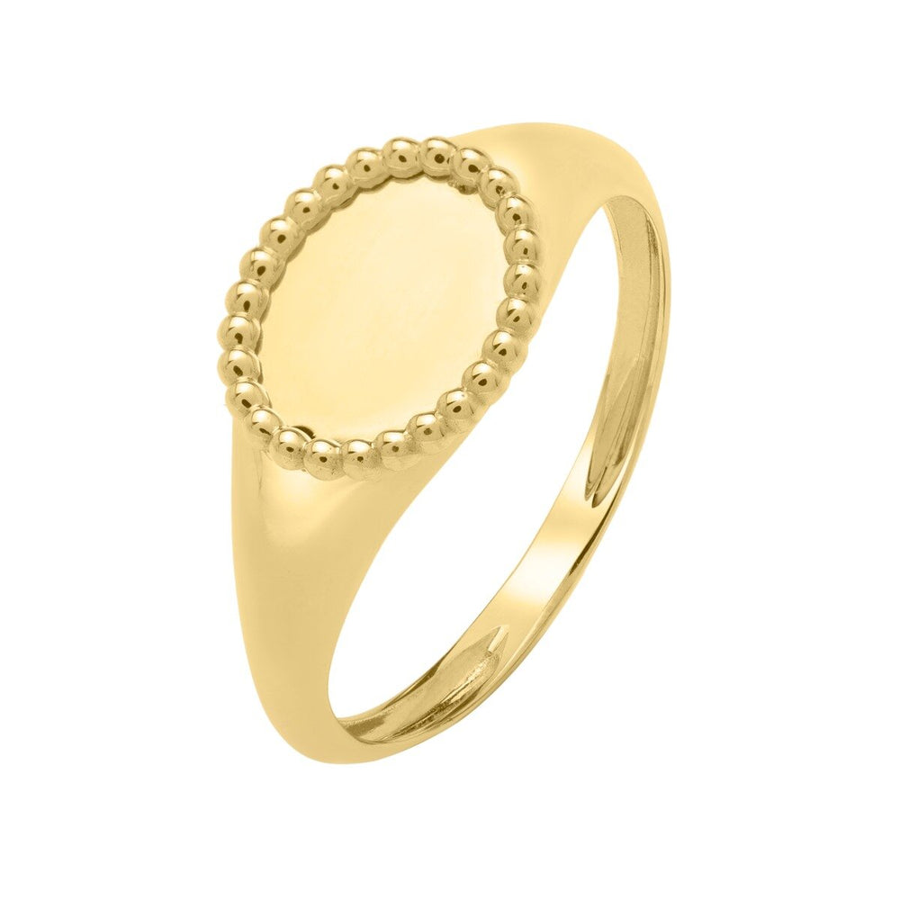 14K Yellow Gold Prosecco Bead Oval Ring, view 2