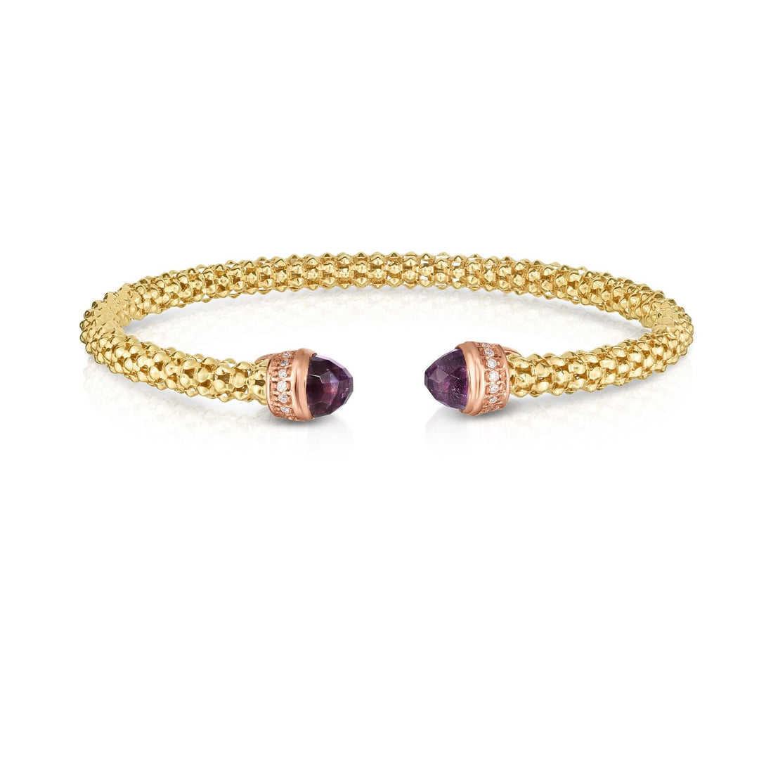 14K Yellow Gold Prosecco Gemstone Cuff With Diamonds, front view