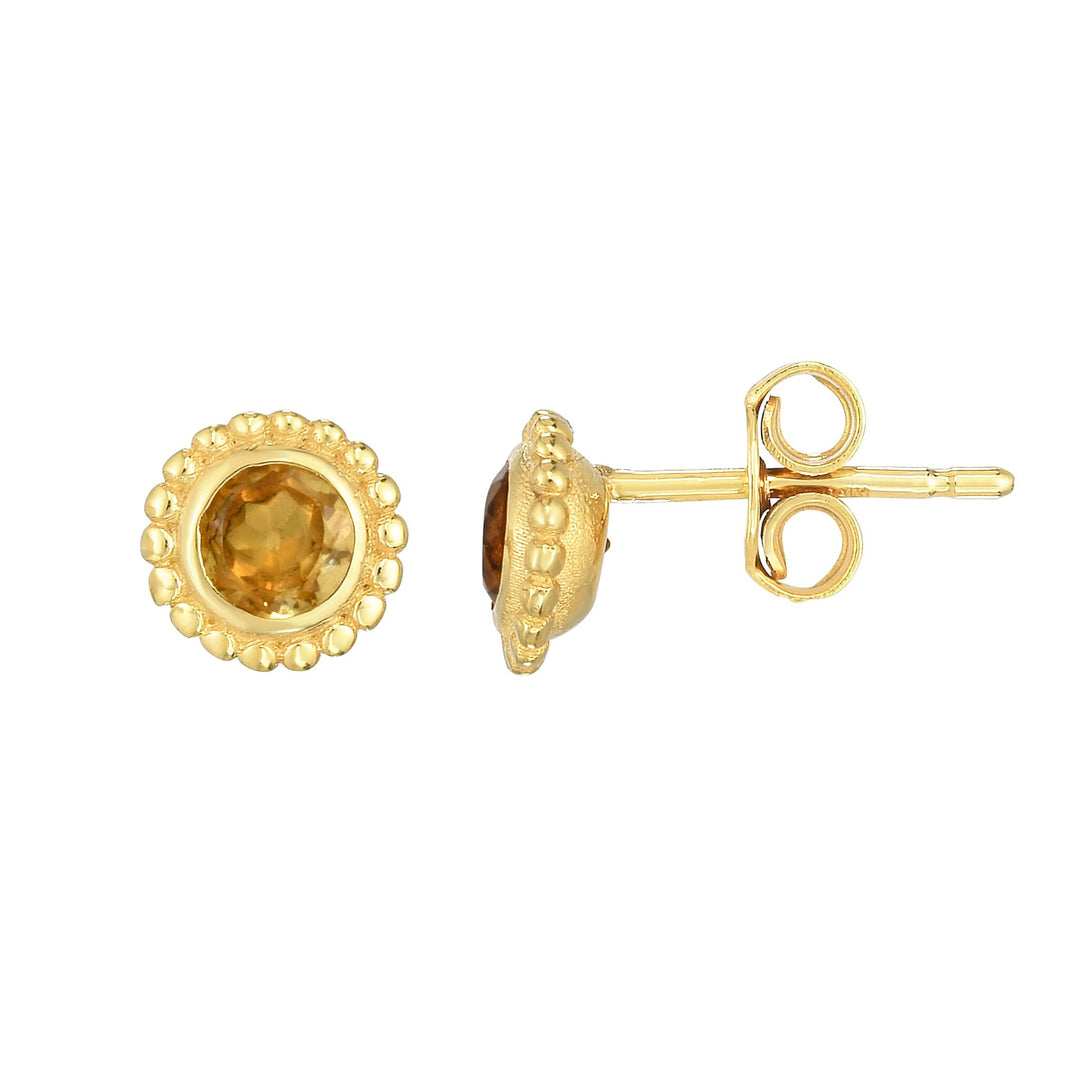 14K Yellow Gold Prosecco Gemstone Studs, front view