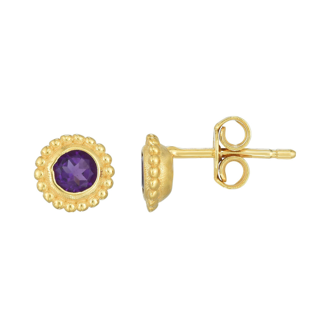 14K Yellow Gold Prosecco Gemstone Studs, front view