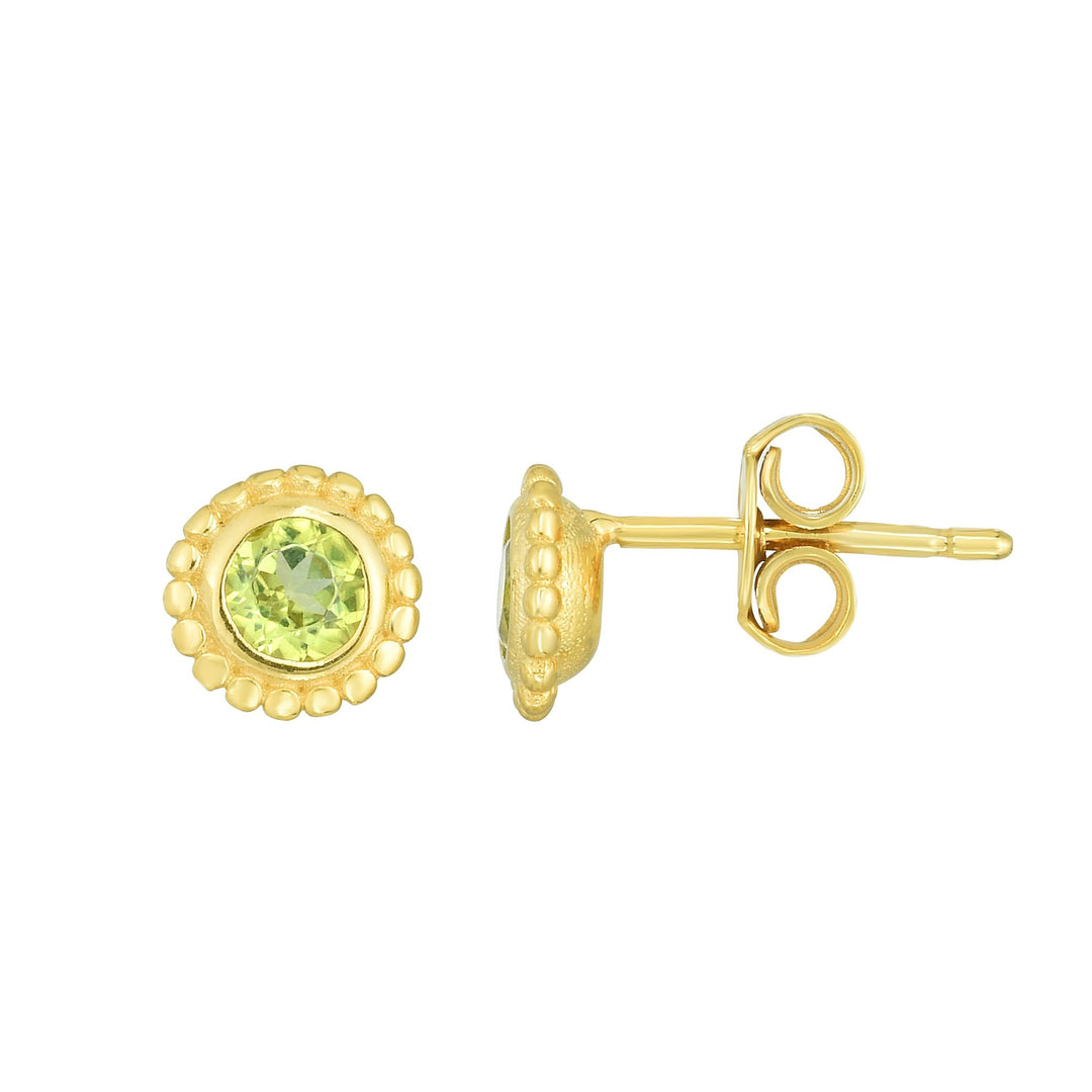14K Yellow Gold Prosecco Gemstone Studs, front view
