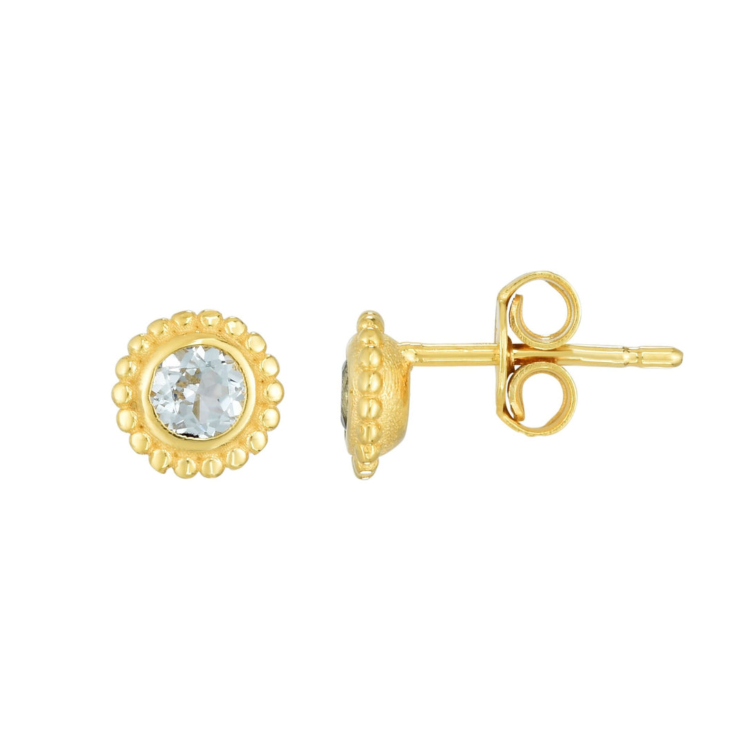 14K Yellow Gold Prosecco Gemstone Studs, front view