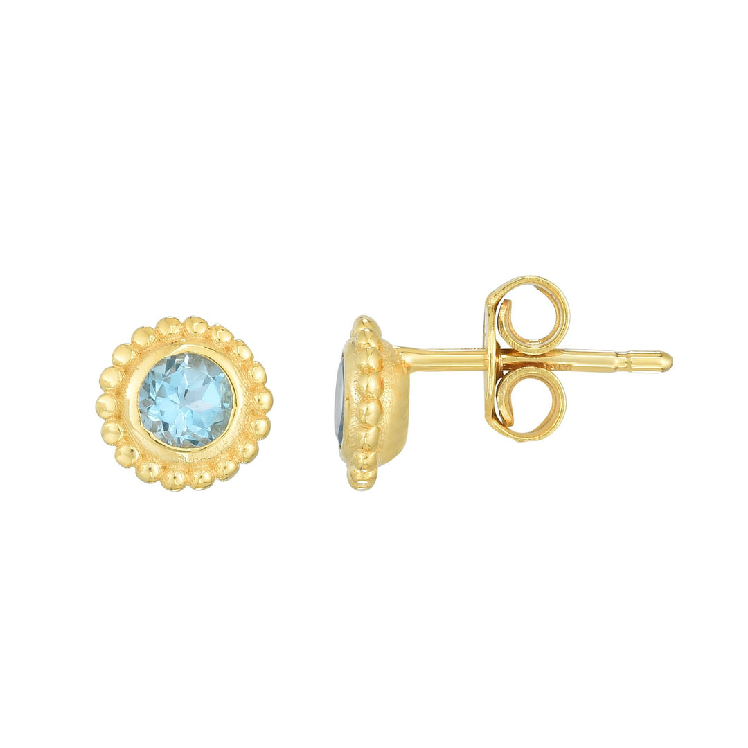 14K Yellow Gold Prosecco Gemstone Studs, front view