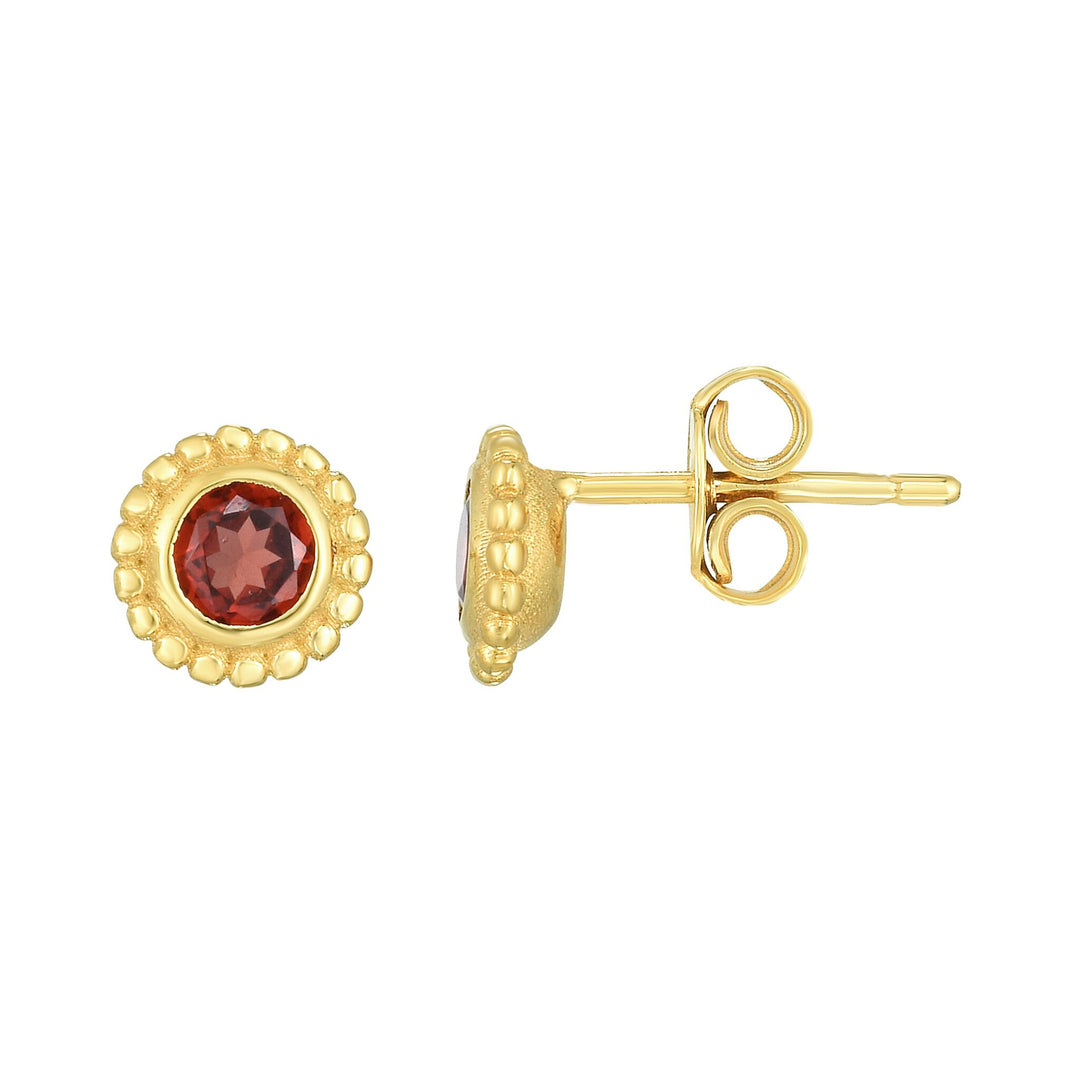 14K Yellow Gold Prosecco Gemstone Studs, front view