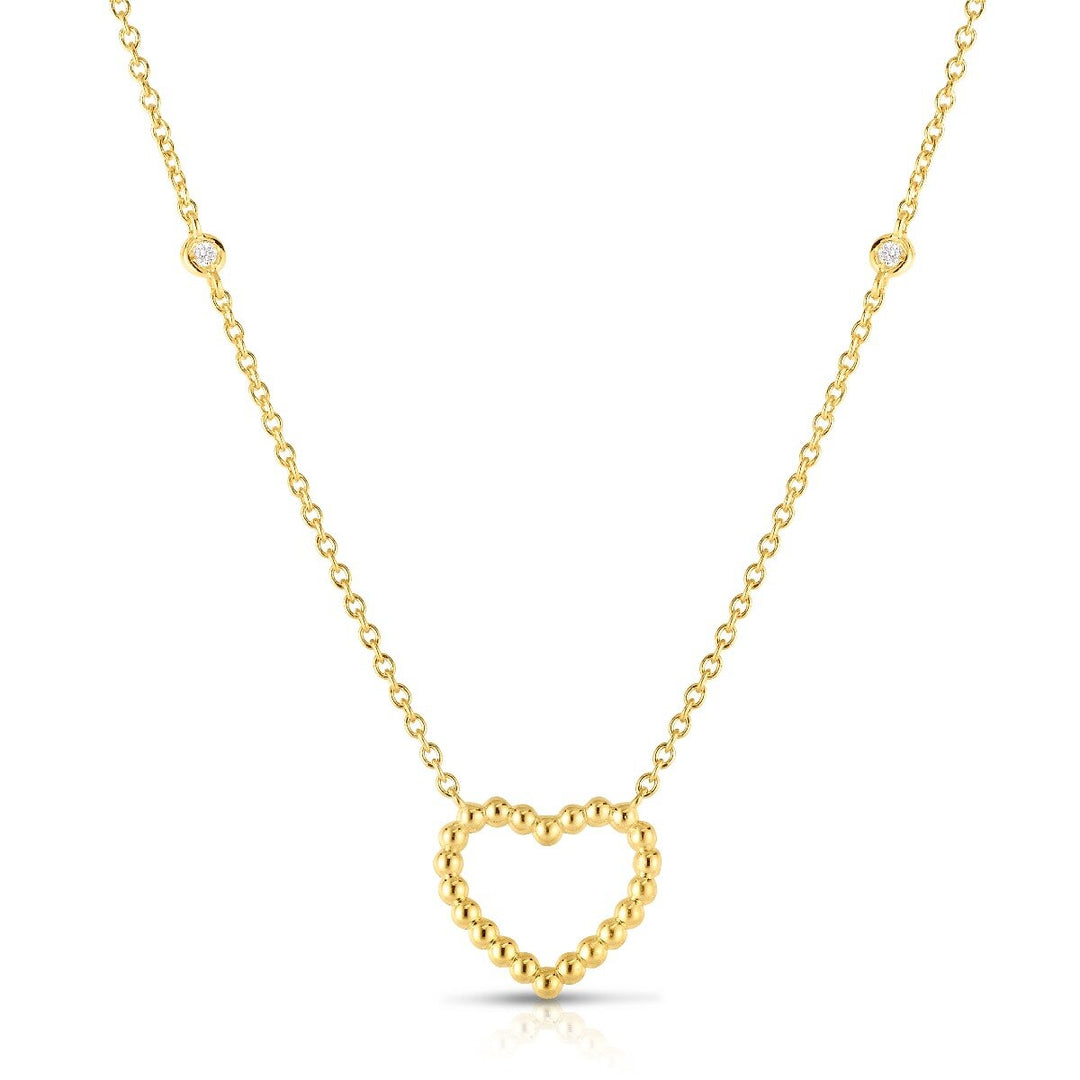 14K Yellow Gold Prosecco Heart Necklace, front view
